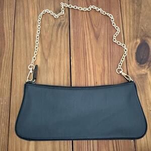 GIANI BERNINI Classy Black Leather Y2K Shoulder Bag Purse Gold Chain Strap EUC